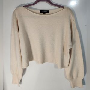 LOFT Versa cream cropped crewneck sweater, Size Medium